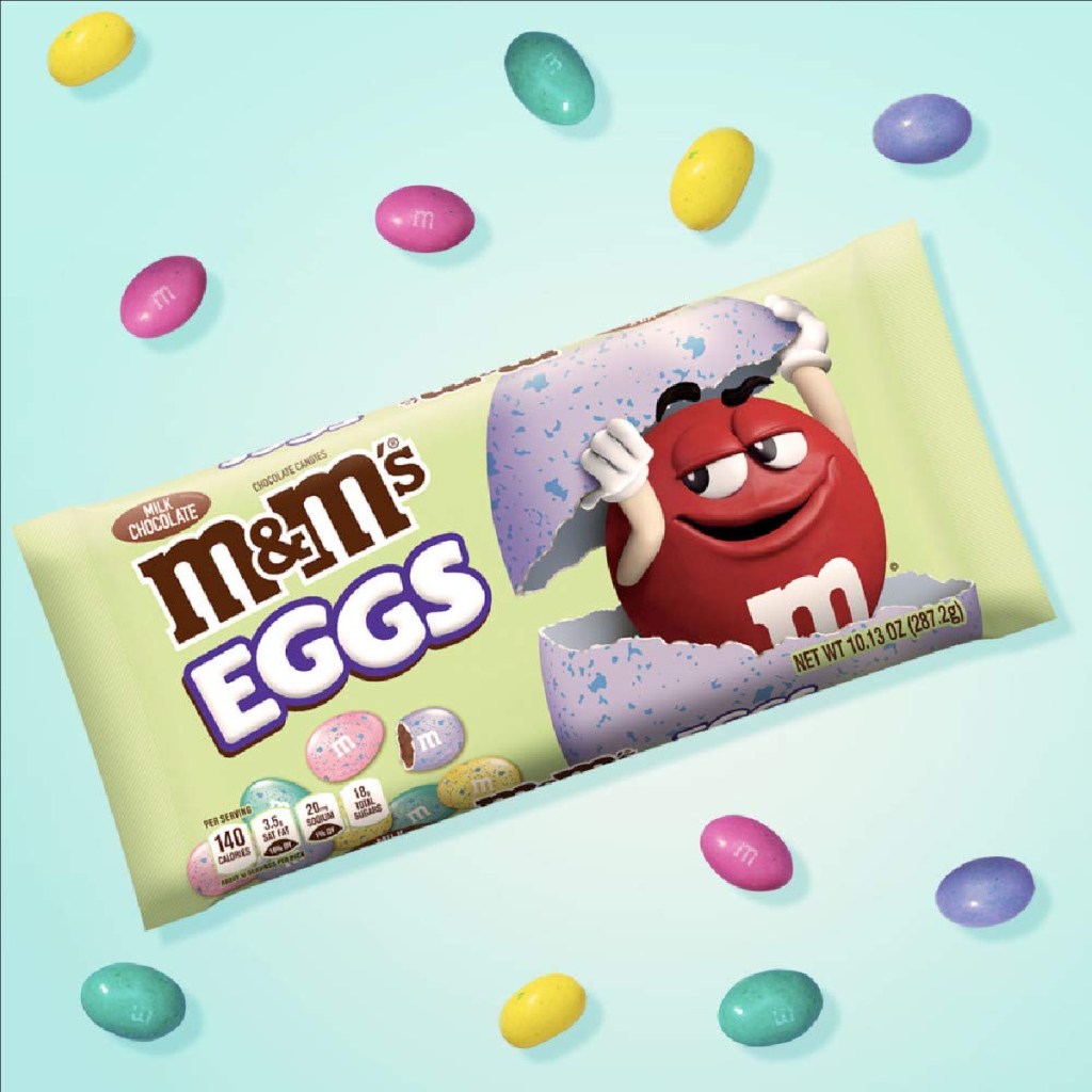 A package of M&M Milk Chocolate Speckled Eggs