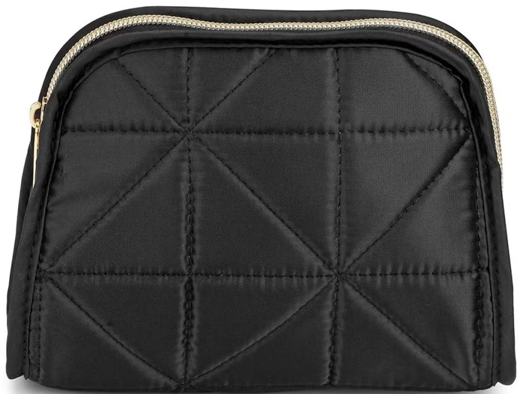 black quilted makeup bag stock image