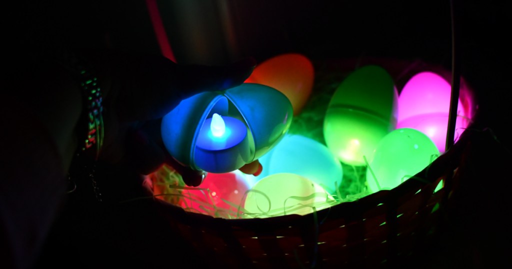 neon glowing plastic easter eggs
