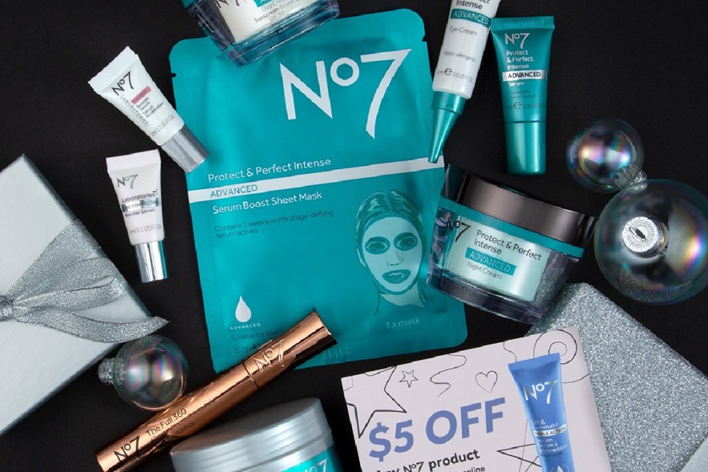 pile of no7 beauty products