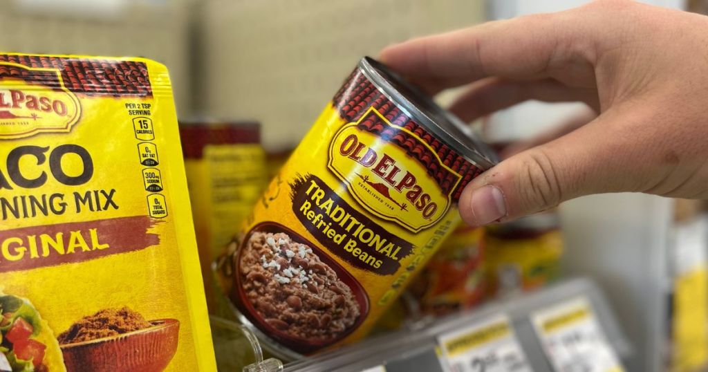 can of Old El Paso refried beans 
