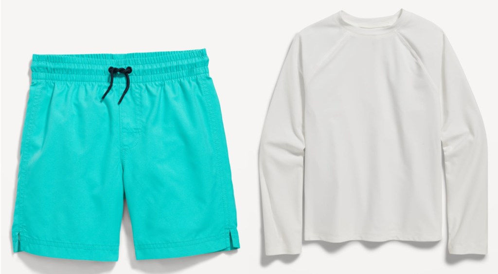 old navy boy shorts and rashguard