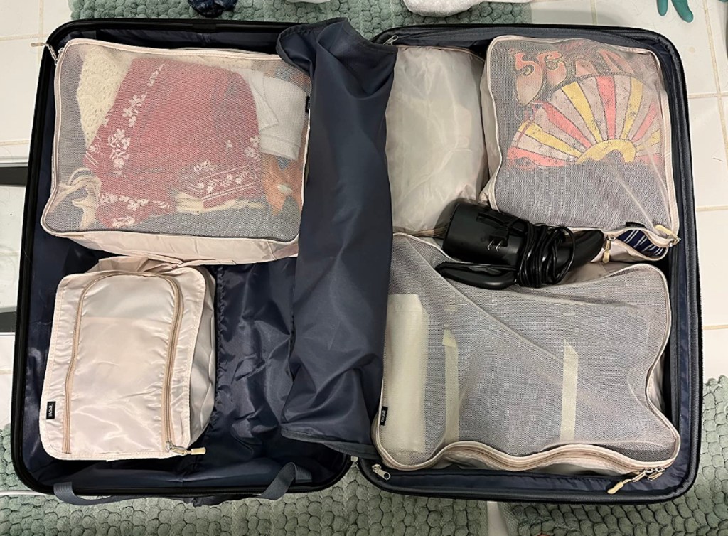 packing cubes in suitcase