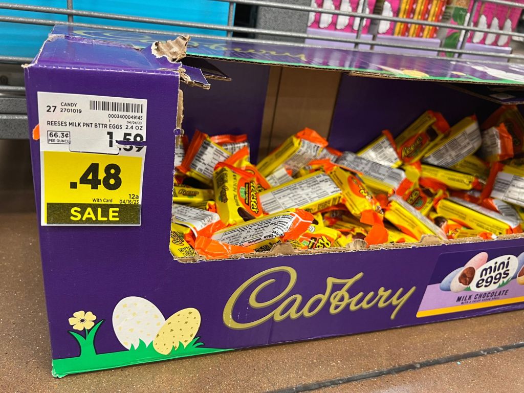 Cadbury box filled with Reeses Peanut Butter Eggs  