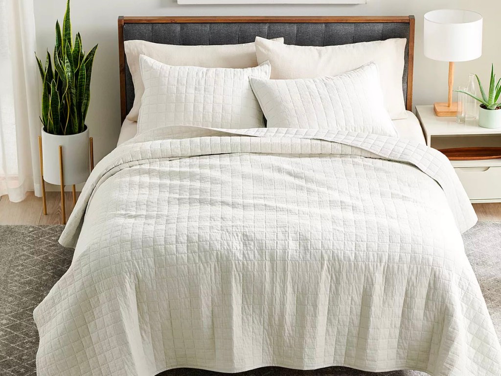 cream sonoma bedding set on bed