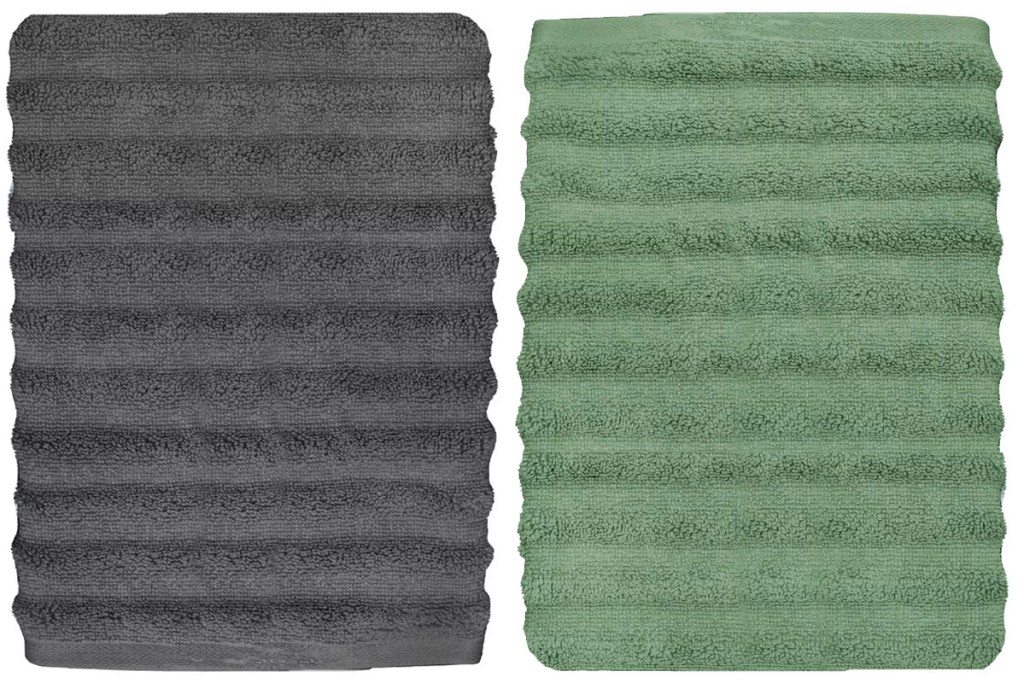 sonoma ribbed towels gray and green