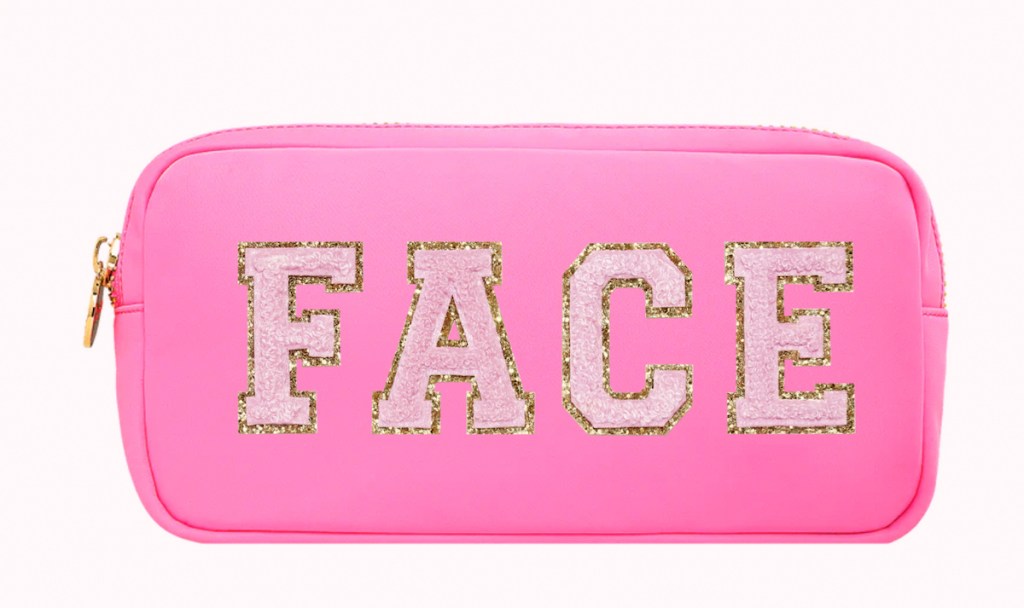 stock photo of pink face bag with patches