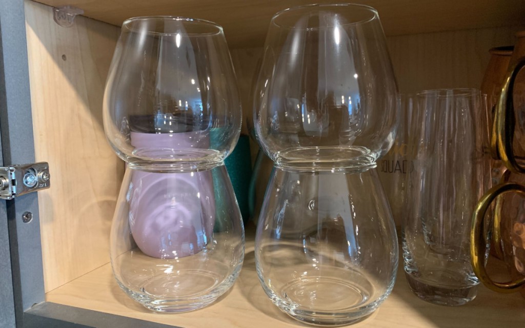 target stackable wine glasses in cabinet 