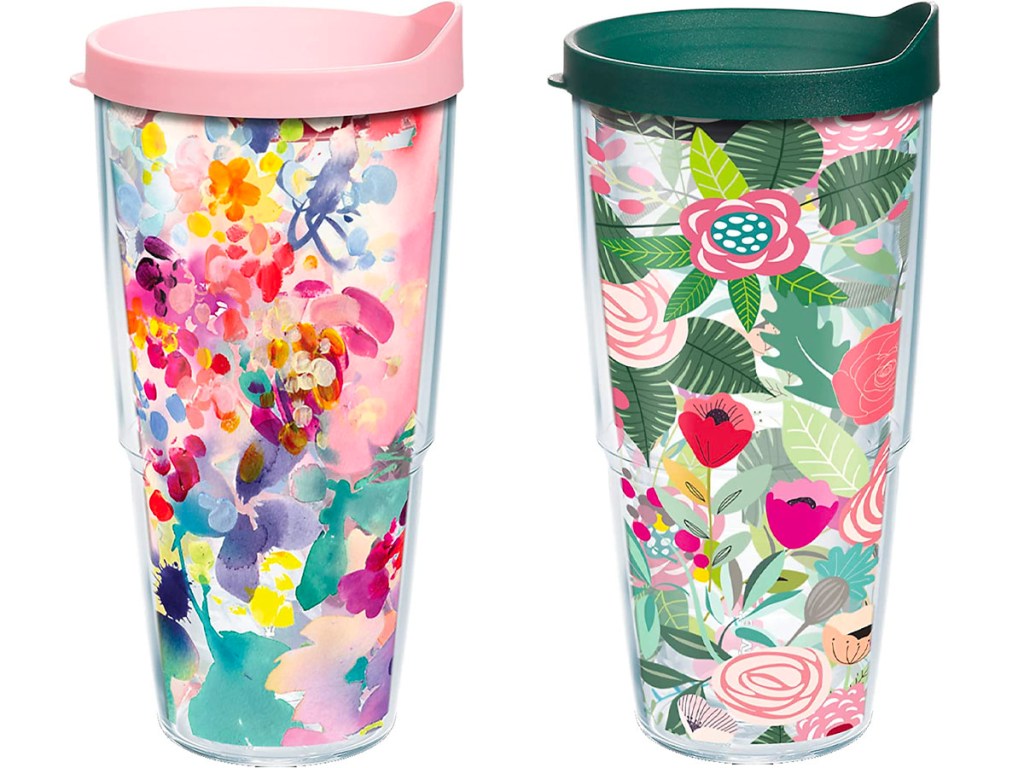 pink and green floral tervis tumblers