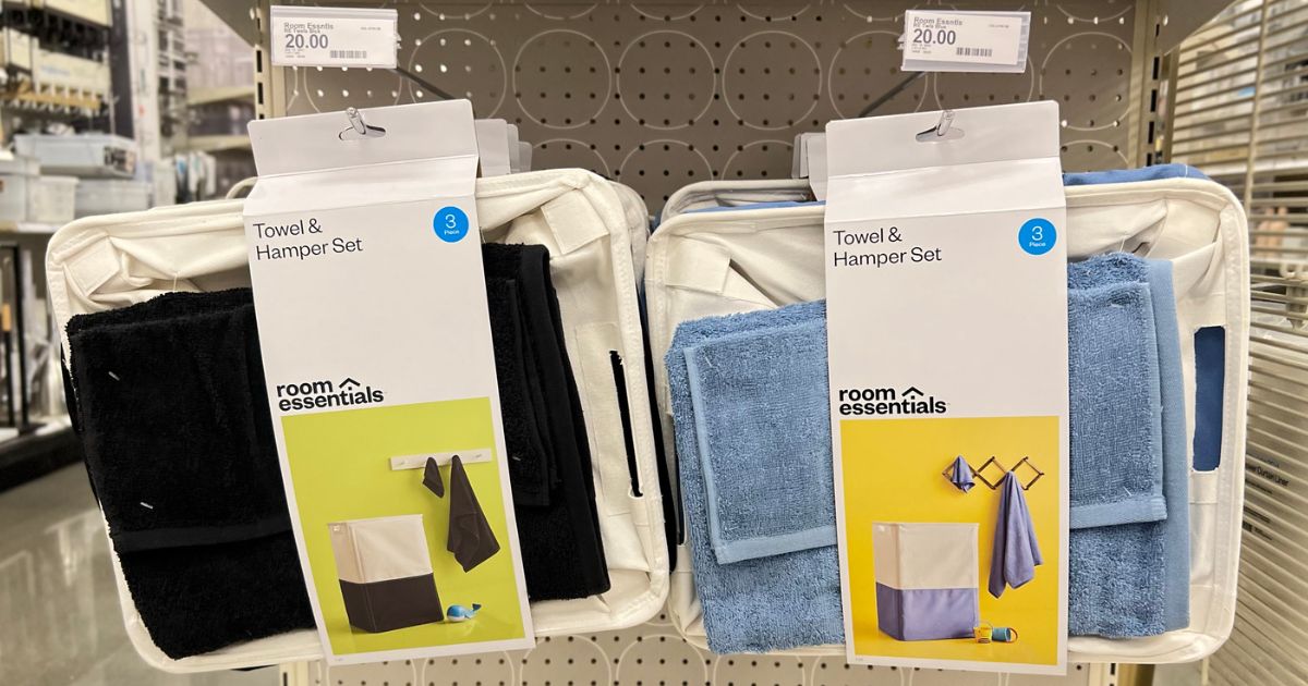 room essential towel and hamper bundle at target