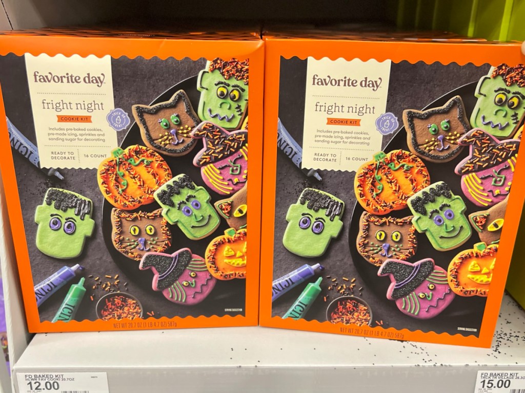 two Favorite Day Halloween Favorites Fright Night Cookie Kits displayed at the store
