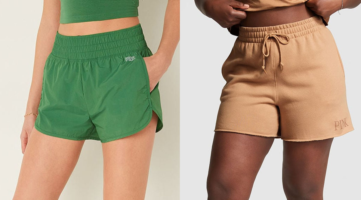 two women wearing green and tan shorts