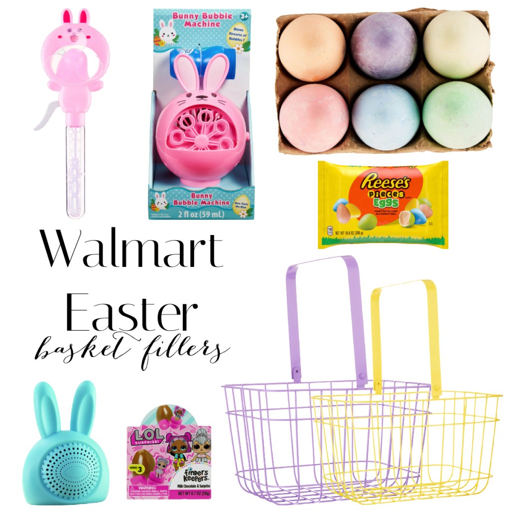 easter bubbles, chalk, candy, and more basket fillers