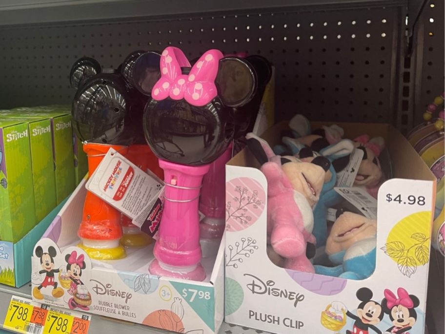 Disney Mickey and Minnie Motorized Bubble Blowing Wand. on display on shelf