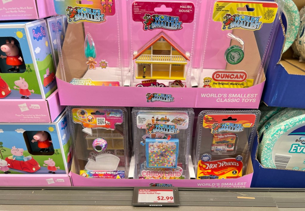 collection of worlds smallest toys on display at aldi