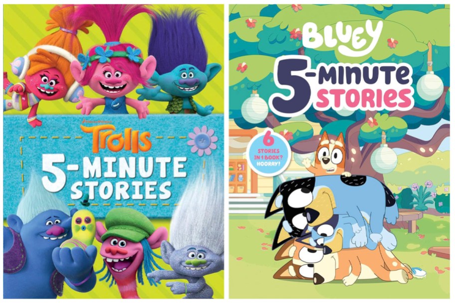 trolls and bluey 5 minute stories books stock images 