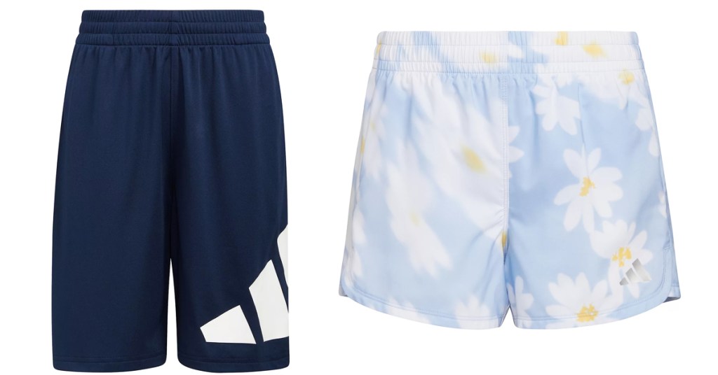 two pairs of adidas kids shorts