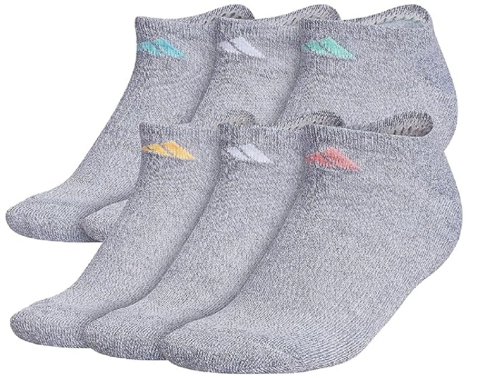 Adidas no show socks in grey and different color symbol