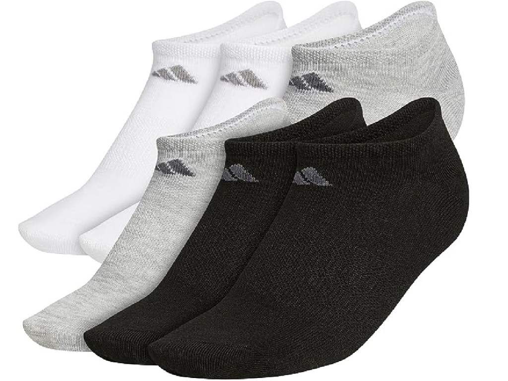Adidas no show socks in grey white and black