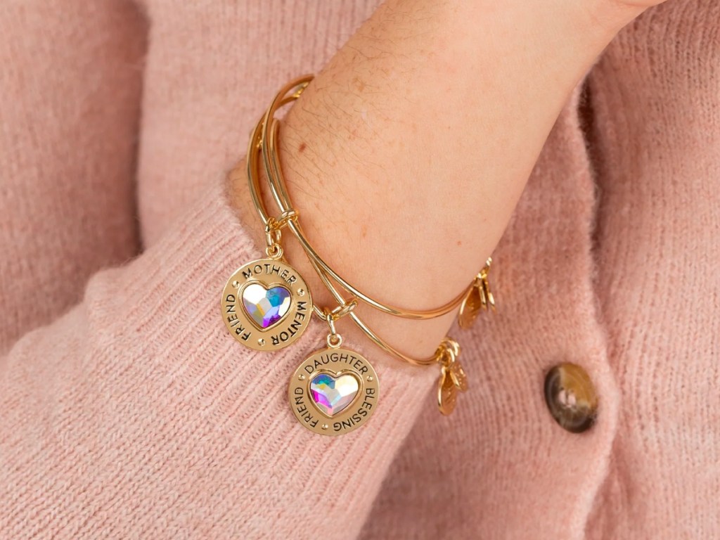 Alex & Ani Mother Daughter Charm Bangles 2-Piece Set
