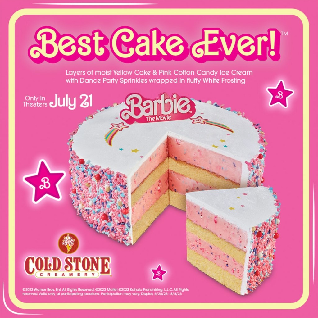 Barbie ice cream cake on a pink background