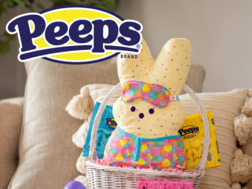 plush Peeps bunny in an Easter Basket