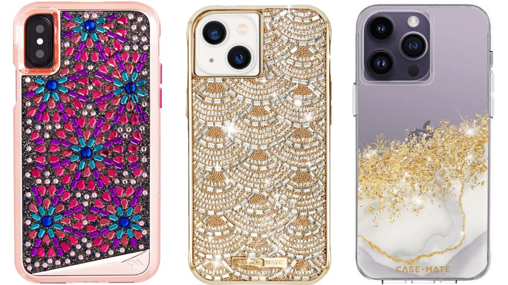 three glittery iphone cases