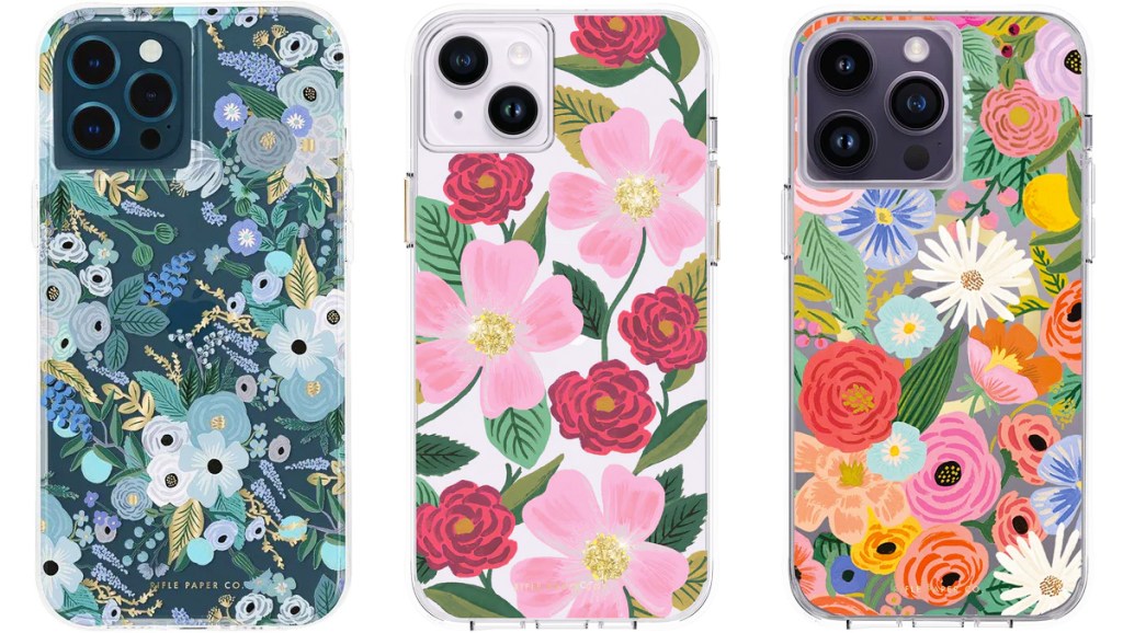 three floral print iPhone cases