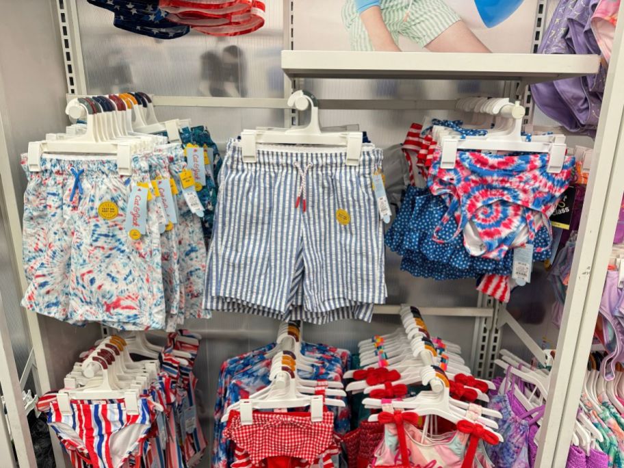Cat & Jack Swimsuits on a rack at Target