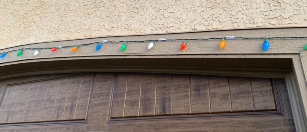 Christmas lights hung with outdoor command clips