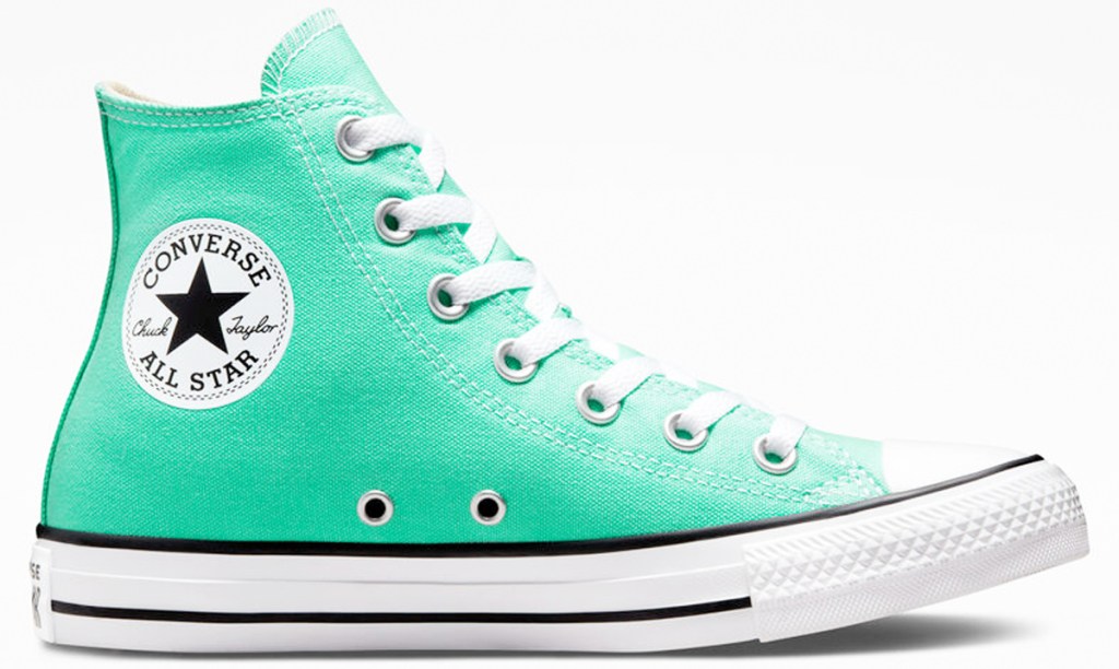 bright green converse high top shoe