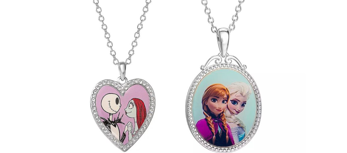 Disneys Nightmare Before Christmas Jack Sally Crystal Heart Pendant Necklace