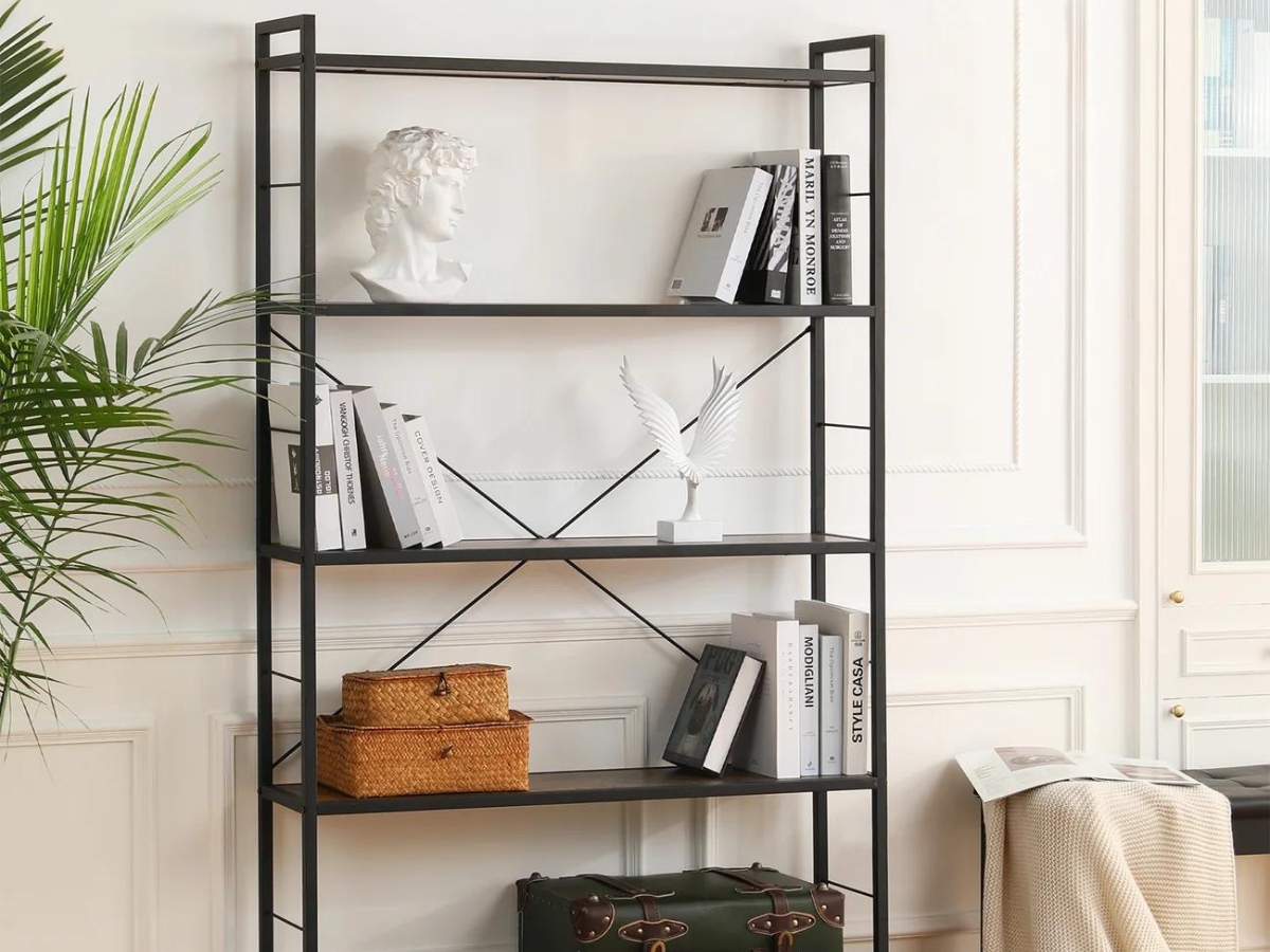 EVAJOY 5-Shelf Bookcase in front of wall
