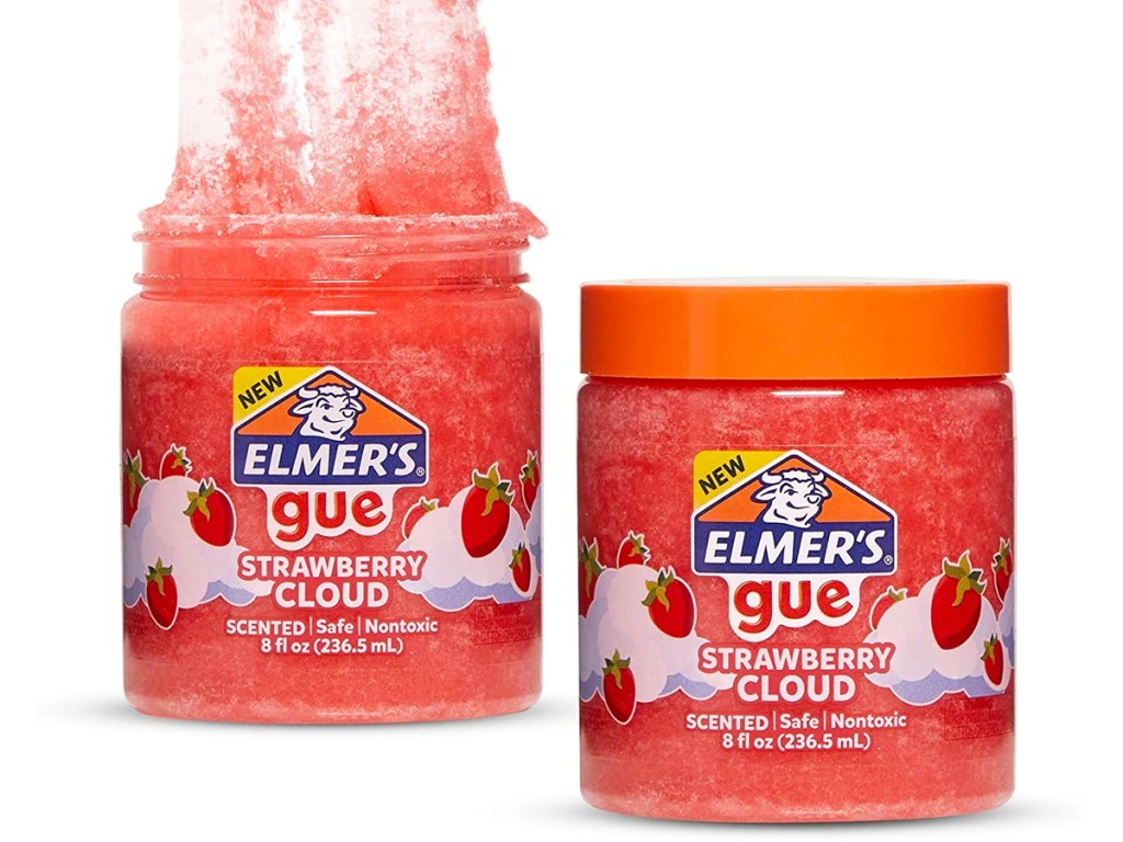 two pink jars of Elmer's Gue slime