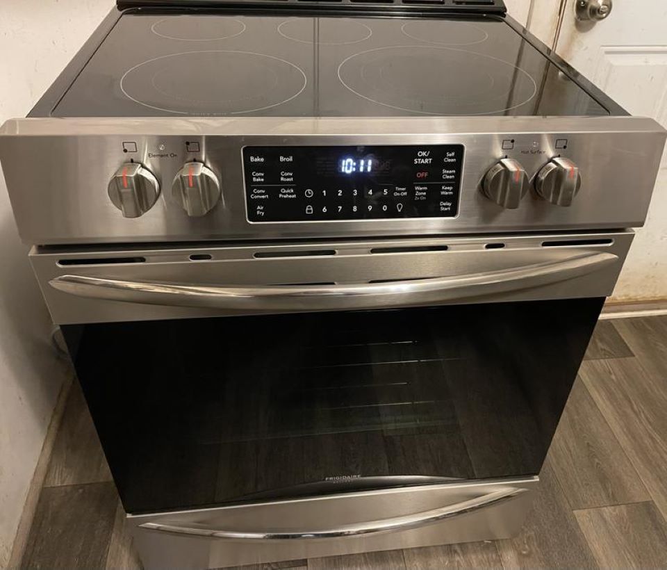 Silver and black oven
