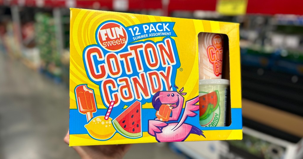 Fun Sweets Cotton Candy being held by a woman in the aisle at Sam's