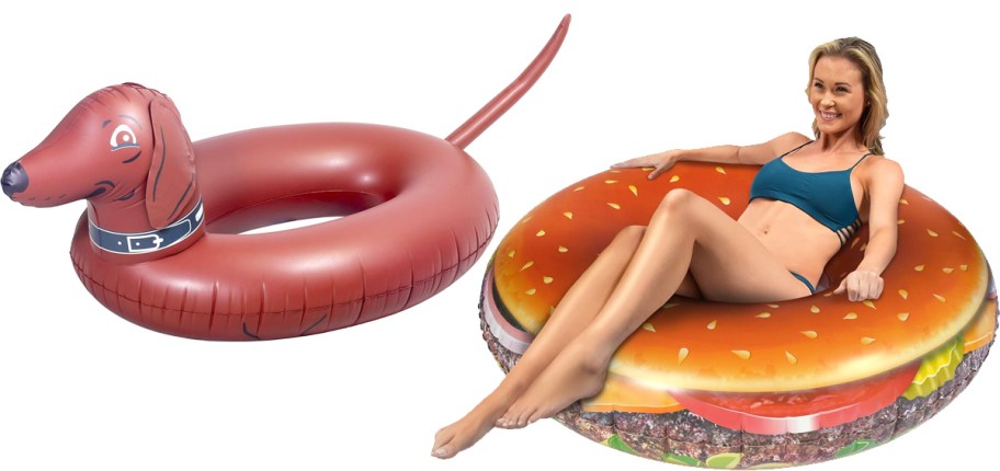 dog and burger pool floats