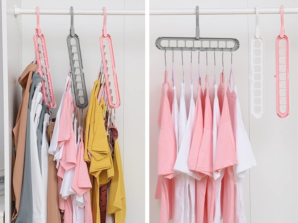 closet organizers with hanging clothes