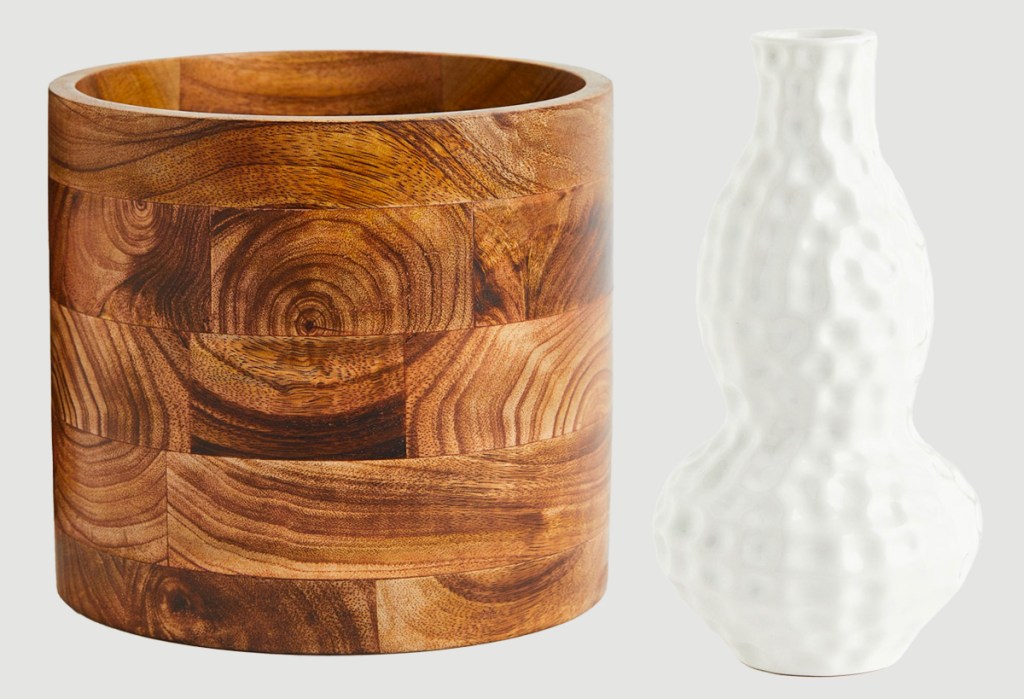 H&M Wooden Plant Pot and Stoneware Vase 
