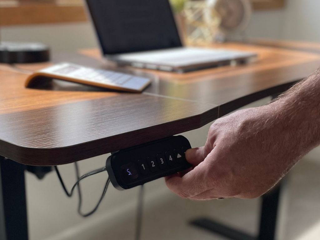 Close up view of keypad on a Happyard Standing Desk 