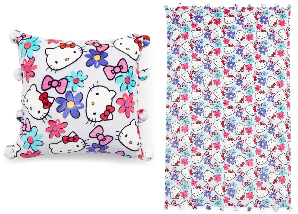 hello kitty throw pillow and matching throw blanket