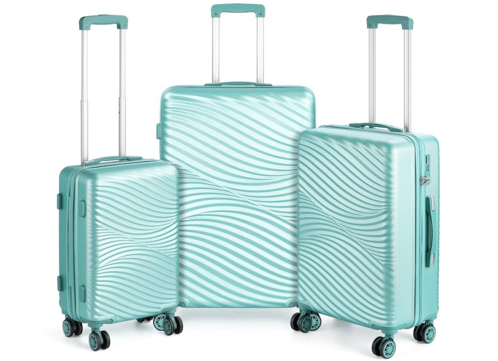 mint green 3-piece hardside luggage set