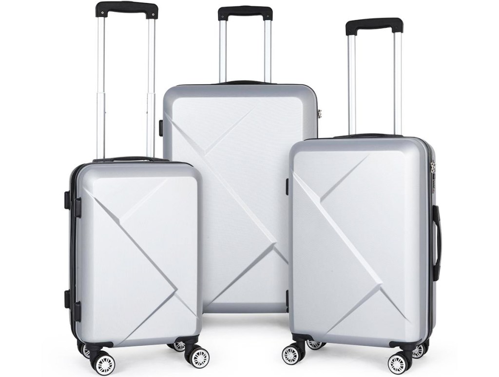 silver 3-piece hardside luggage set