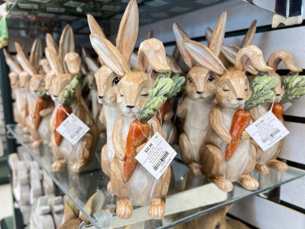 brown Easter bunny rabit decor on shelf