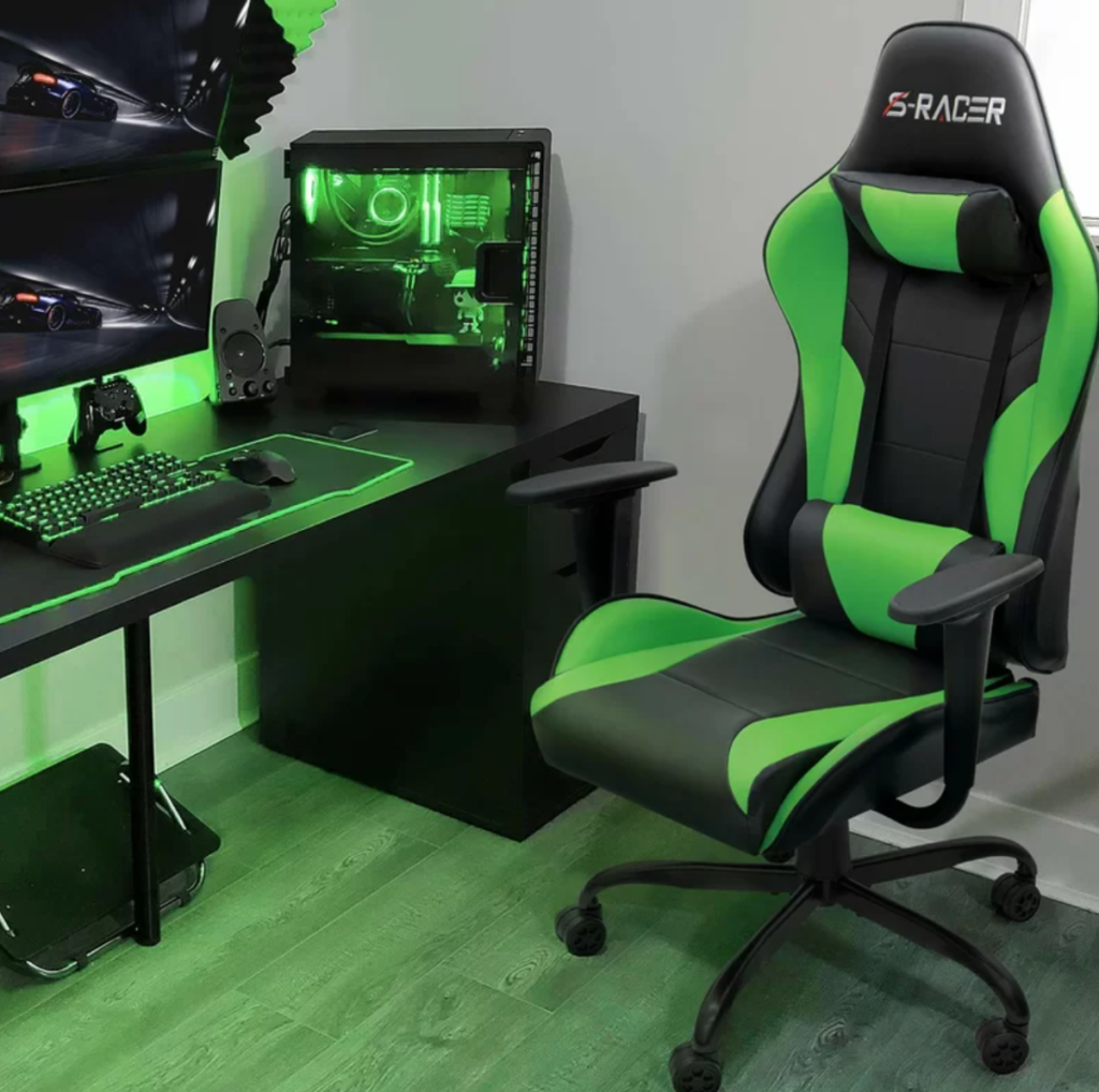 An affordable gaming chair in a home office