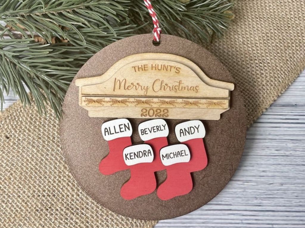 Personalized Family Christmas Ornament with Stockings