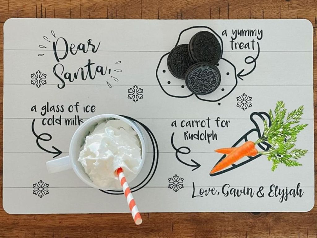 Personalized Milk and Cookies mat for Santa