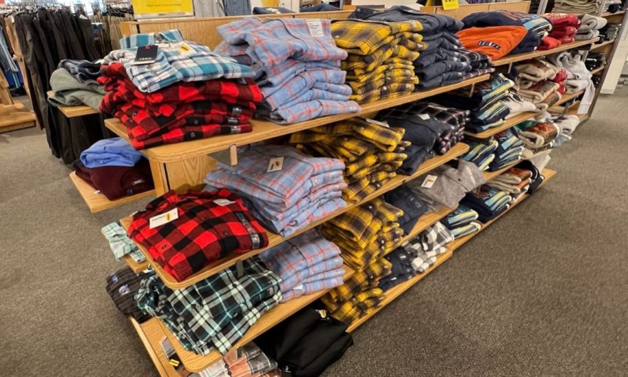 Displays of men's clothing on clearance at Kohl's