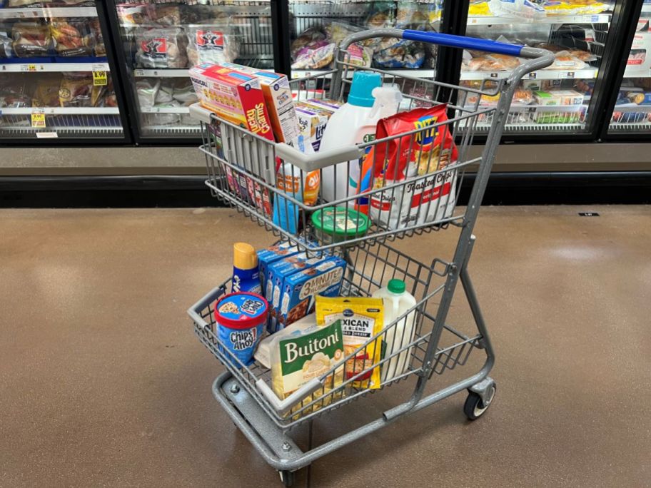 Kroger cart full of groceries