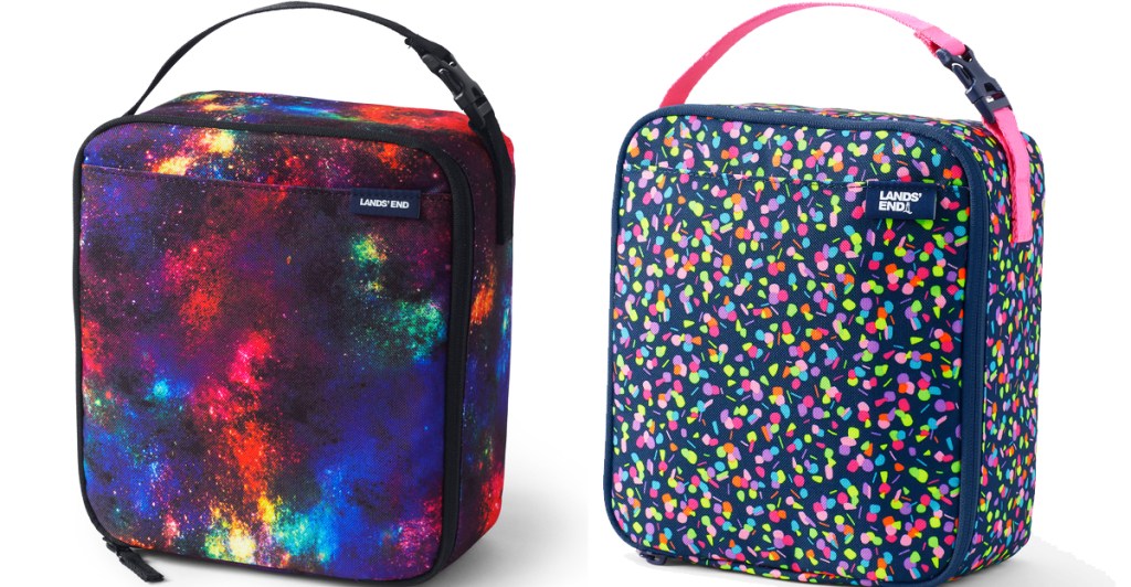 galaxy print and confetti print lunch boxes